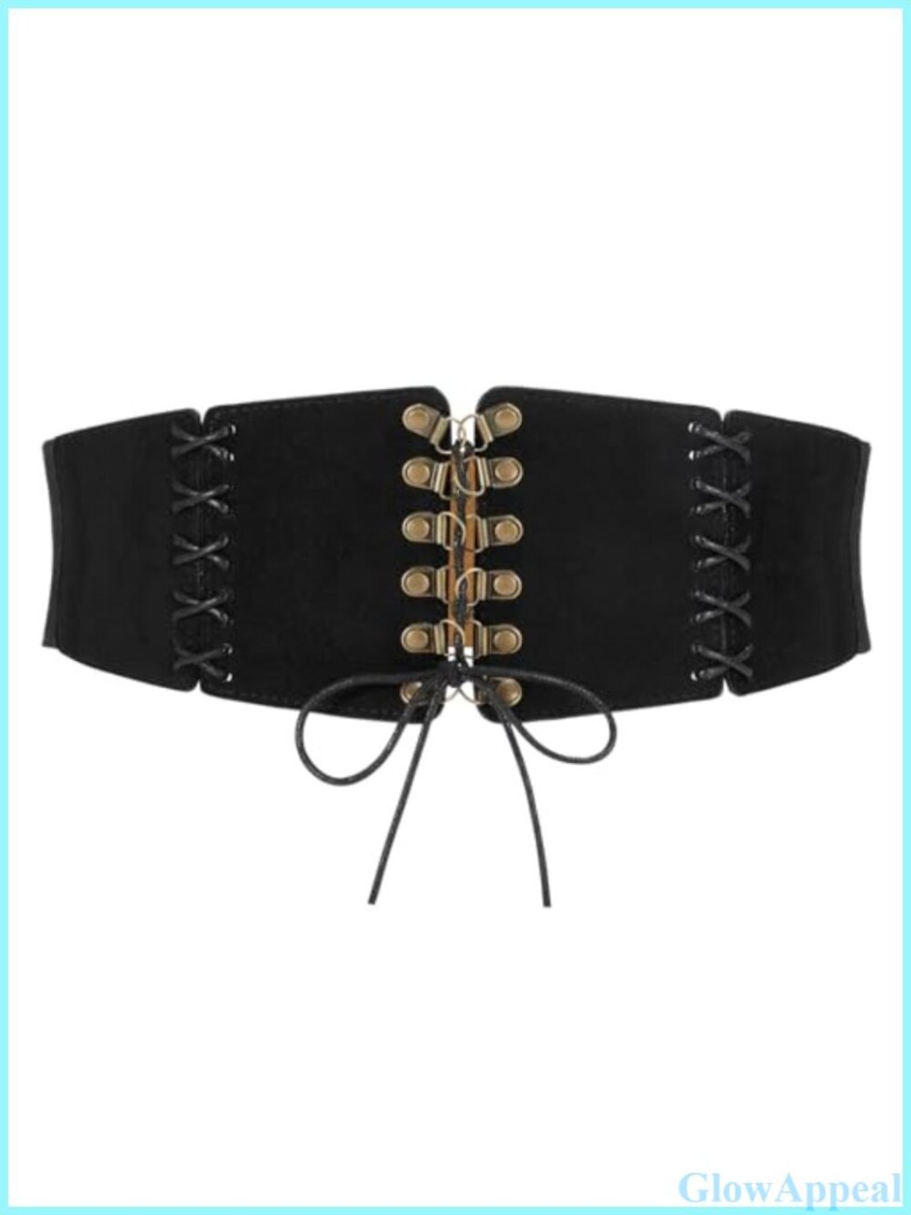 Suede Leather Corset Belt Elastic Lace-Up Waist Waspie for Renaissance